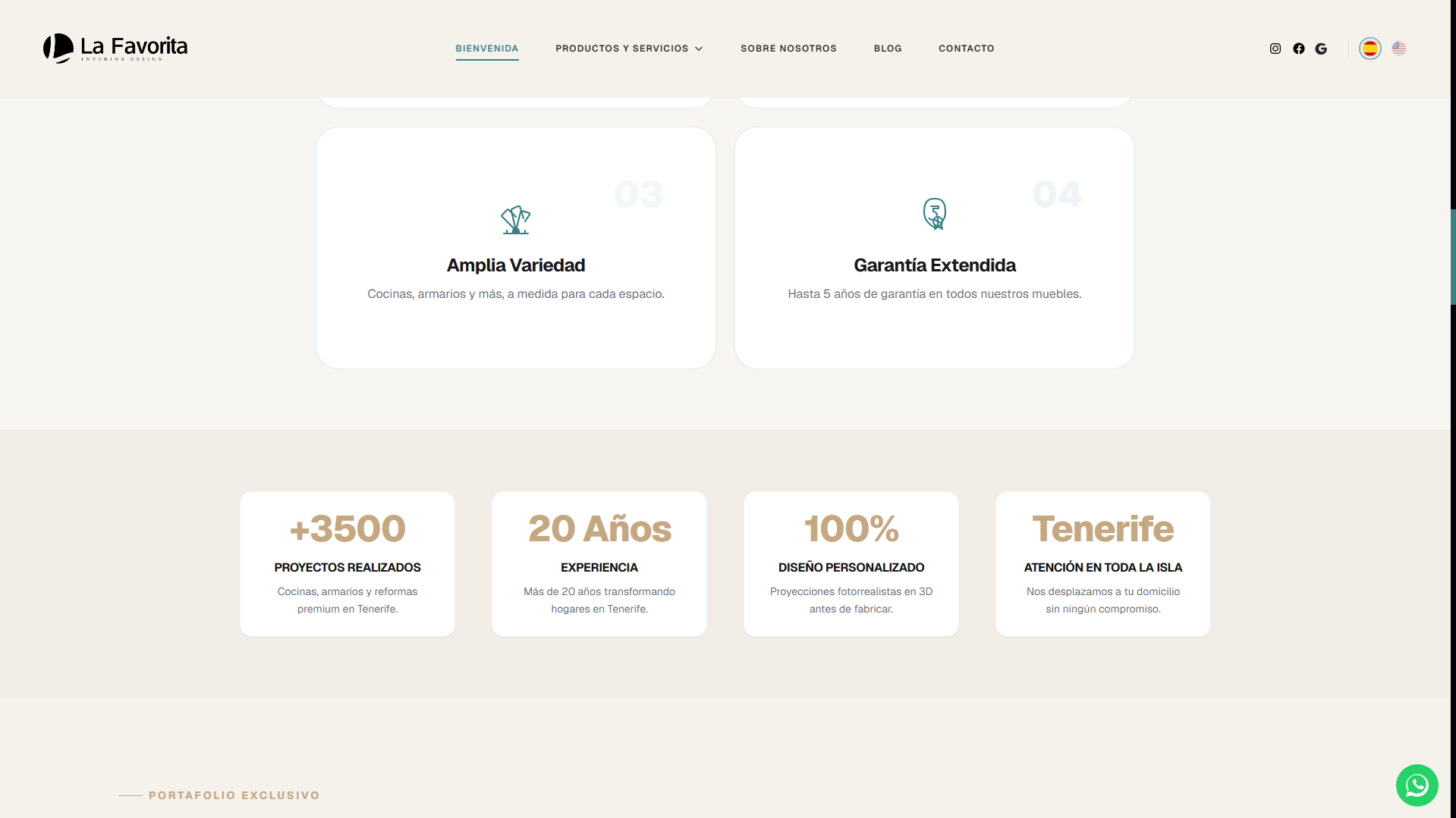Painel de métricas e anos de experiência da empresa